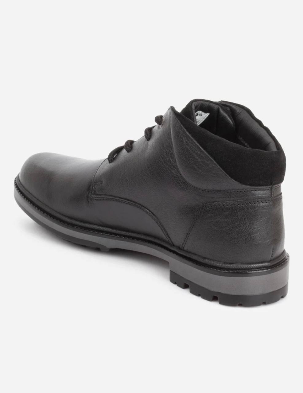 iD MEN LEATHER STURDY AND COMFORTABLE BLACK ROUND TOE CASUAL BOOTS