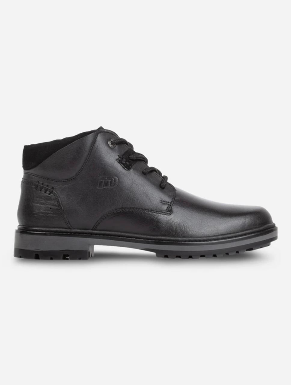 iD MEN LEATHER STURDY AND COMFORTABLE BLACK ROUND TOE CASUAL BOOTS
