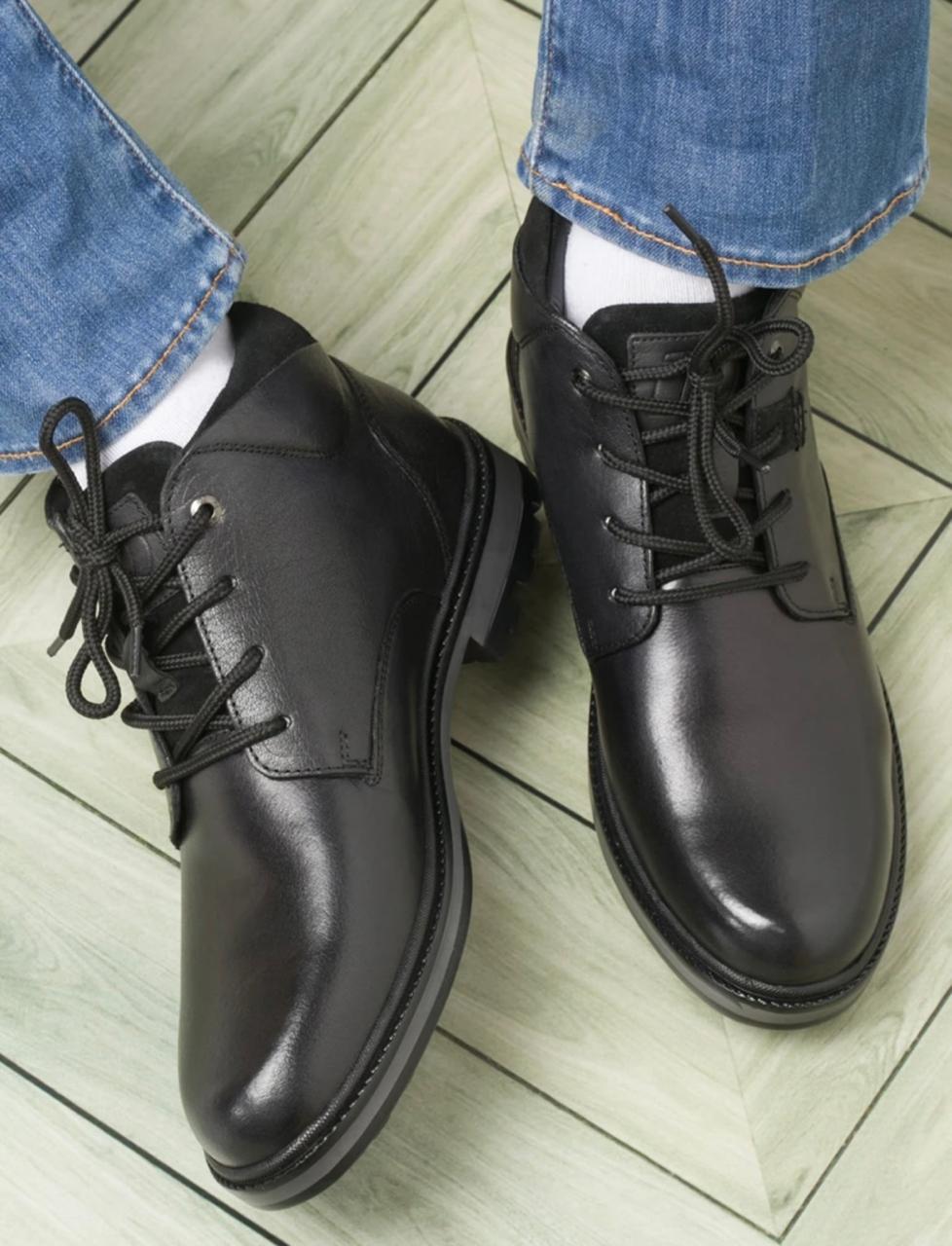 iD MEN LEATHER STURDY AND COMFORTABLE BLACK ROUND TOE CASUAL BOOTS