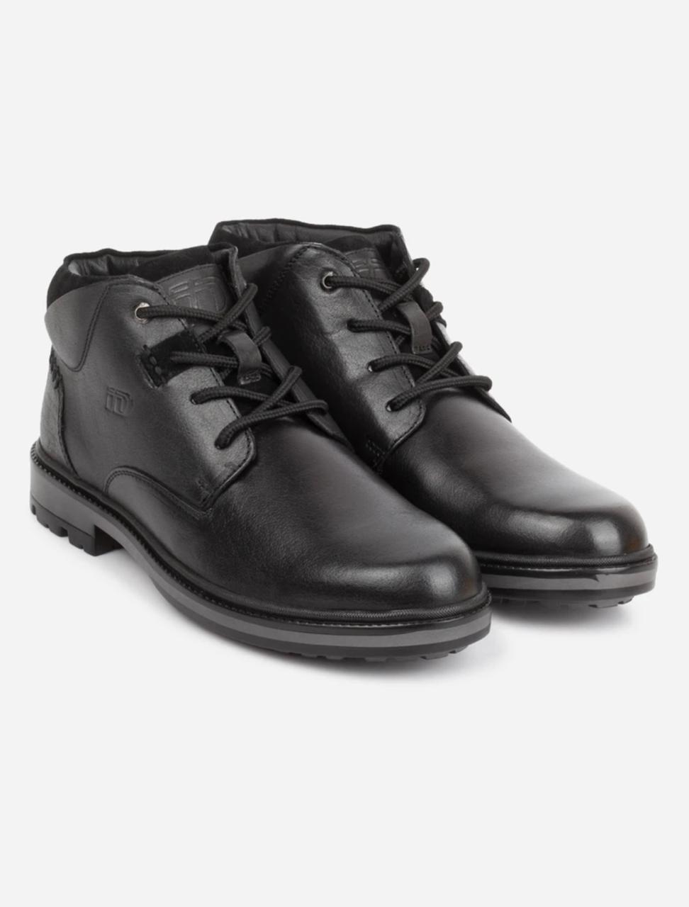iD MEN LEATHER STURDY AND COMFORTABLE BLACK ROUND TOE CASUAL BOOTS